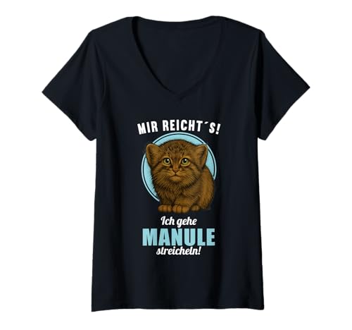 Damen Manule Pallas Katze Manul T-Shirt mit V-Ausschnitt Damen Manule Pallas Katze Manul T-Shirt mit V-Ausschnitt von Manule Pallas Katze Manul Tier Shop