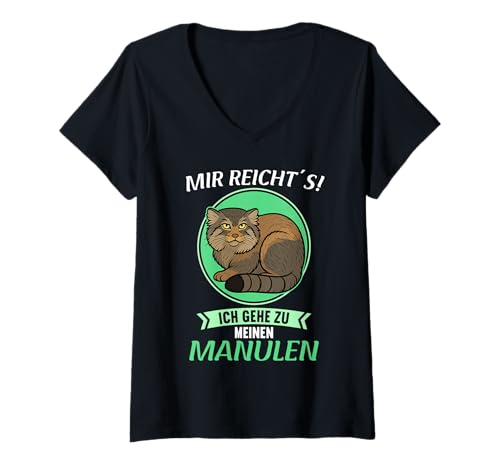Damen Manule Pallas Katze Manul T-Shirt mit V-Ausschnitt Damen Manule Pallas Katze Manul T-Shirt mit V-Ausschnitt von Manule Pallas Katze Manul Tier Shop