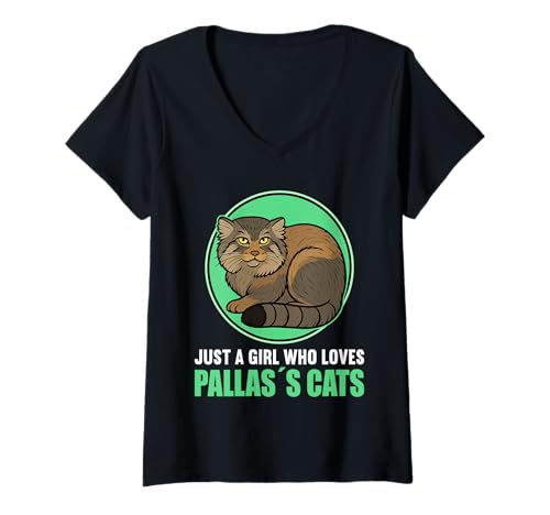 Damen Manule Pallas Katze Manul T-Shirt mit V-Ausschnitt Damen Manule Pallas Katze Manul T-Shirt mit V-Ausschnitt von Manule Pallas Katze Manul Tier Shop