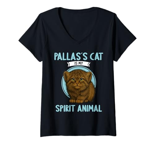 Damen Manule Pallas Katze Manul T-Shirt mit V-Ausschnitt Damen Manule Pallas Katze Manul T-Shirt mit V-Ausschnitt von Manule Pallas Katze Manul Tier Shop