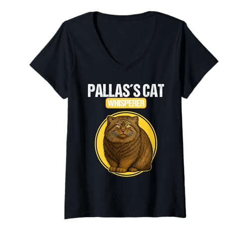 Damen Manule Pallas Katze Manul T-Shirt mit V-Ausschnitt Damen Manule Pallas Katze Manul T-Shirt mit V-Ausschnitt von Manule Pallas Katze Manul Tier Shop
