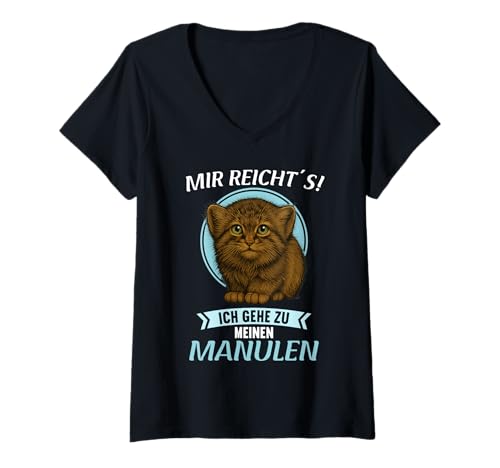 Damen Manule Pallas Katze Manul T-Shirt mit V-Ausschnitt Damen Manule Pallas Katze Manul T-Shirt mit V-Ausschnitt von Manule Pallas Katze Manul Tier Shop