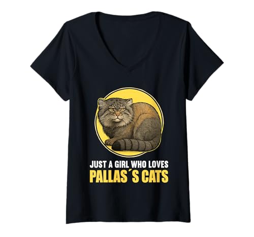 Damen Manule Pallas Katze Manul T-Shirt mit V-Ausschnitt Damen Manule Pallas Katze Manul T-Shirt mit V-Ausschnitt von Manule Pallas Katze Manul Tier Shop