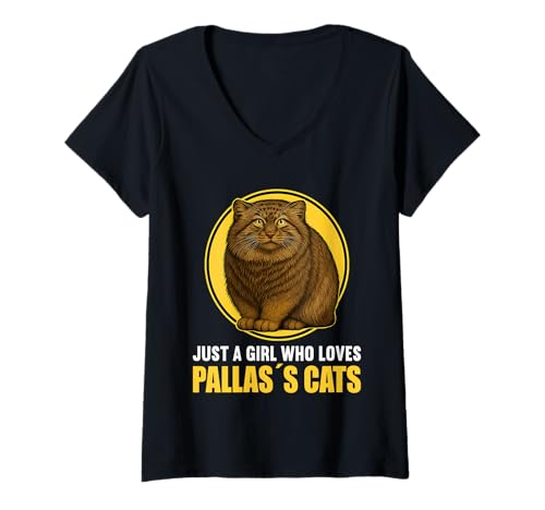 Damen Manule Pallas Katze Manul T-Shirt mit V-Ausschnitt Damen Manule Pallas Katze Manul T-Shirt mit V-Ausschnitt von Manule Pallas Katze Manul Tier Shop