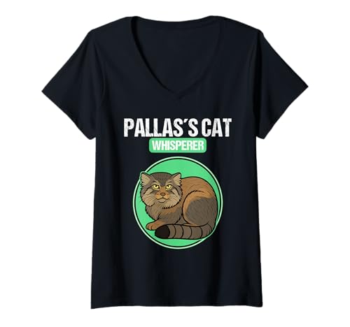 Damen Manule Pallas Katze Manul T-Shirt mit V-Ausschnitt Damen Manule Pallas Katze Manul T-Shirt mit V-Ausschnitt von Manule Pallas Katze Manul Tier Shop