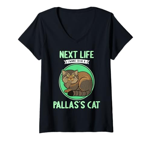 Damen Manule Pallas Katze Manul T-Shirt mit V-Ausschnitt Damen Manule Pallas Katze Manul T-Shirt mit V-Ausschnitt von Manule Pallas Katze Manul Tier Shop