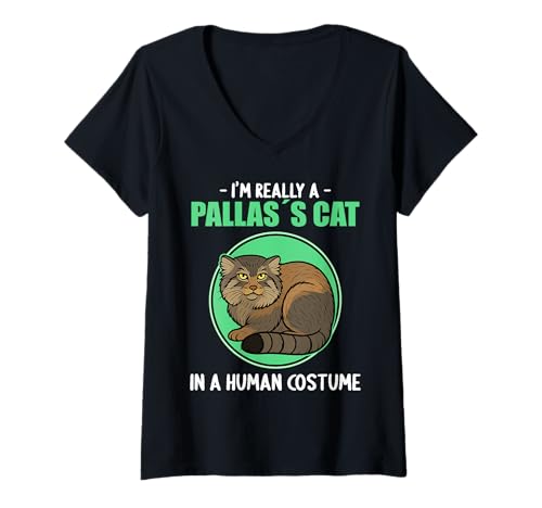 Damen Manule Pallas Katze Manul T-Shirt mit V-Ausschnitt Damen Manule Pallas Katze Manul T-Shirt mit V-Ausschnitt von Manule Pallas Katze Manul Tier Shop
