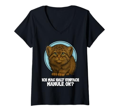 Damen Manule Pallas Katze Manul T-Shirt mit V-Ausschnitt Damen Manule Pallas Katze Manul T-Shirt mit V-Ausschnitt von Manule Pallas Katze Manul Tier Shop