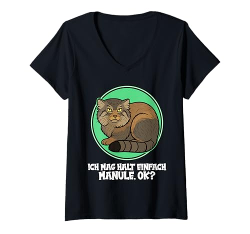 Damen Manule Pallas Katze Manul T-Shirt mit V-Ausschnitt Damen Manule Pallas Katze Manul T-Shirt mit V-Ausschnitt von Manule Pallas Katze Manul Tier Shop