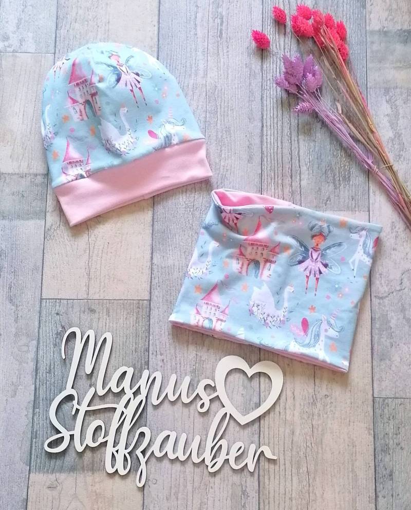 Beanie Mütze Feen Mädchen Set Mit Loop Baby Kinder von ManusStoffzauber