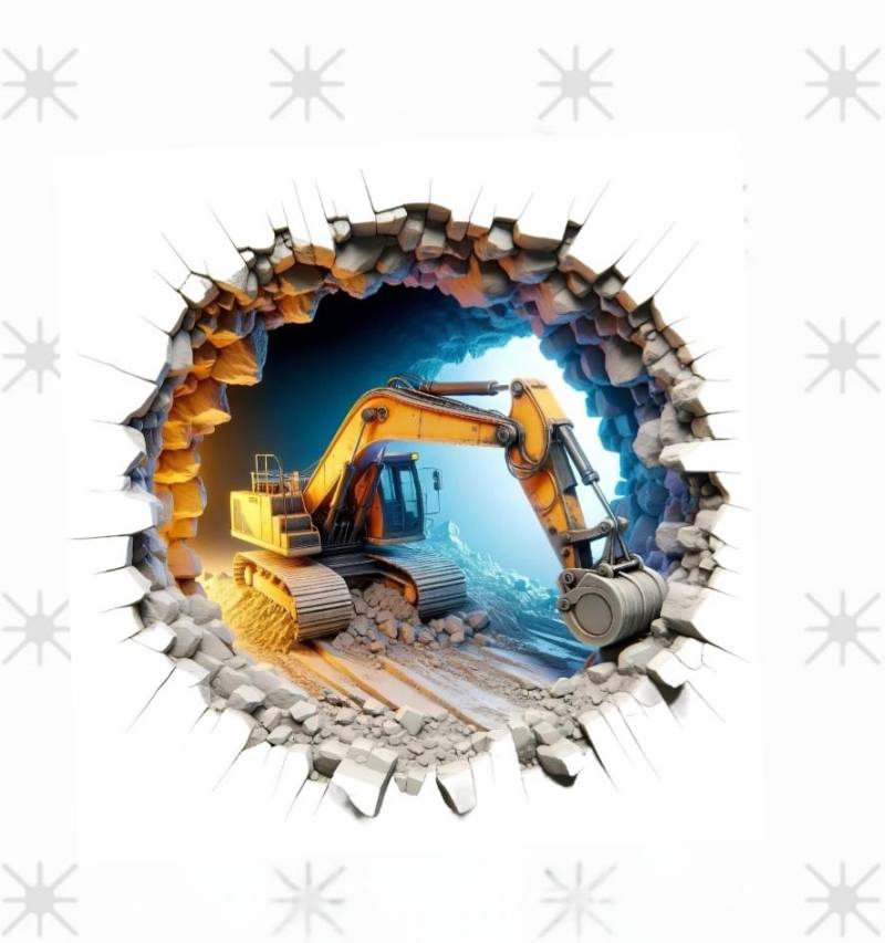 Bügelbild Bagger 3D Optik #1 von ManusStoffzauber