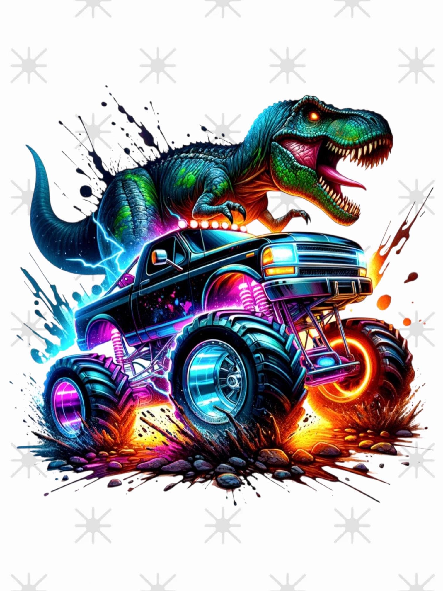 Bügelbild Dino Truck Monstertruck Bügelbild Dino Truck Monstertruck von ManusStoffzauber