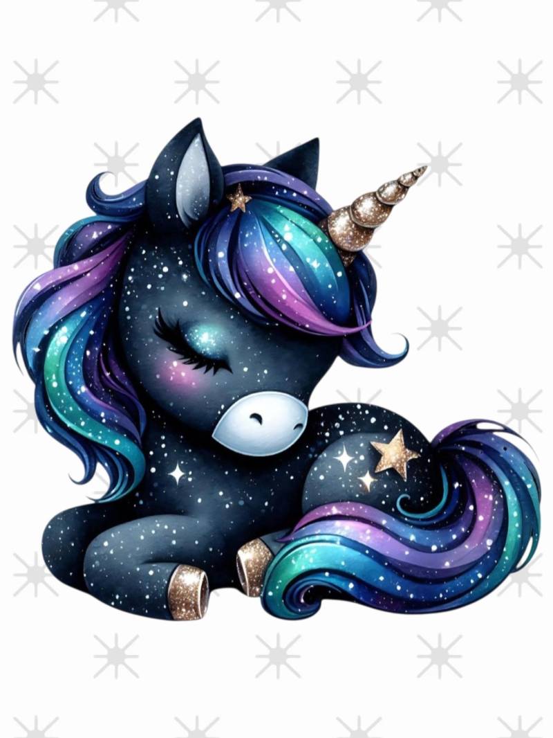 Bügelbild Einhorn Schwarz Regenbogen von ManusStoffzauber