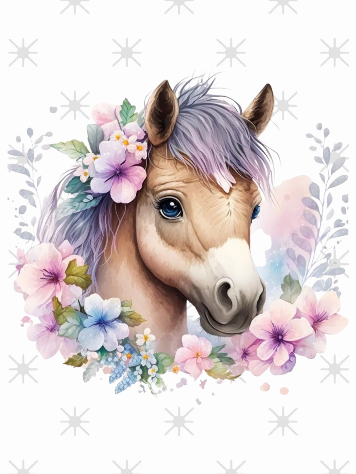 Bügelbild Pferd Blumen Bügelbild Pferd Blumen von ManusStoffzauber