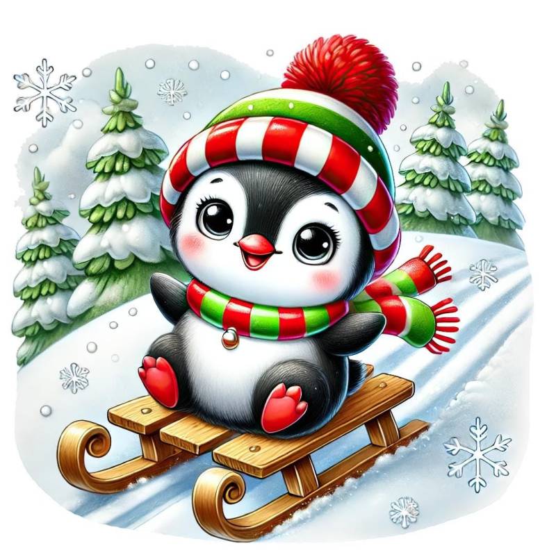 Bügelbild Pinguin Winter #3 von ManusStoffzauber