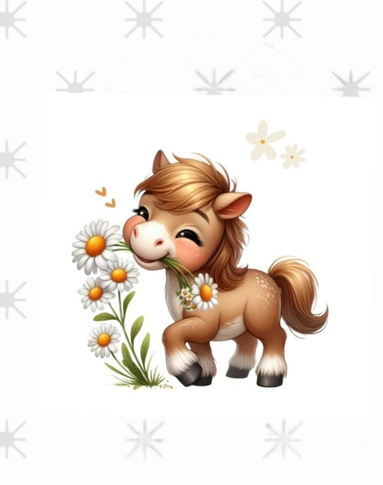 Bügelbild Pony Pferd Blumen Bügelbild Pony Pferd Blumen von ManusStoffzauber