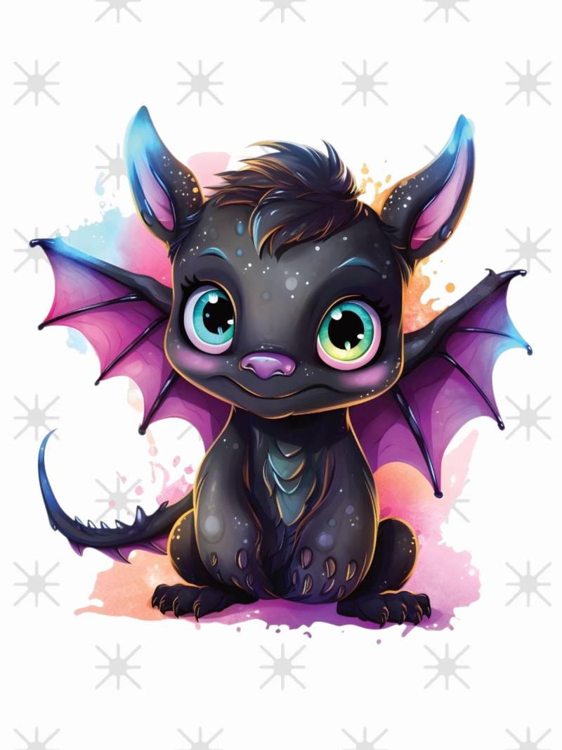 Bügelbild Schwarzer Drache Lila Bügelbild Schwarzer Drache Lila von ManusStoffzauber