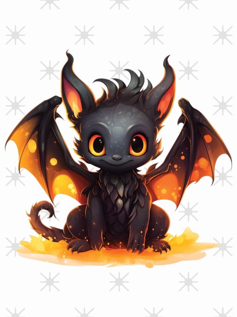 Bügelbild Schwarzer Drache Orange Bügelbild Schwarzer Drache Orange von ManusStoffzauber