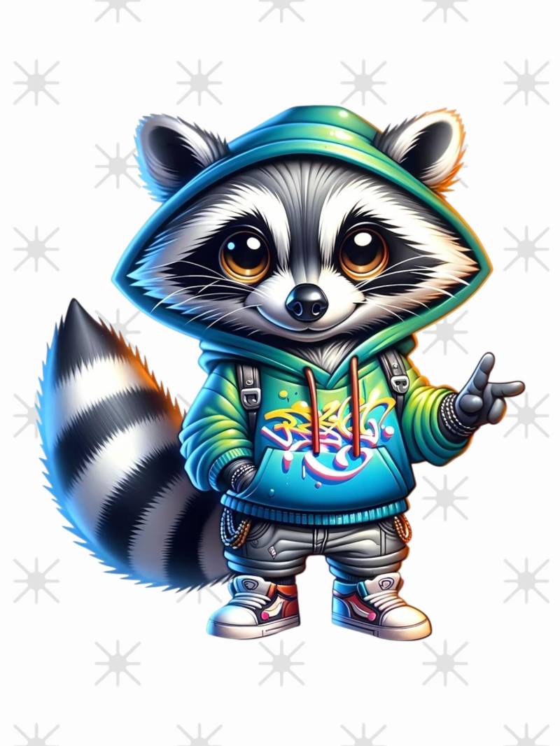 Bügelbild Waschbär Graffiti Blau Bügelbild Waschbär Graffiti Blau von ManusStoffzauber