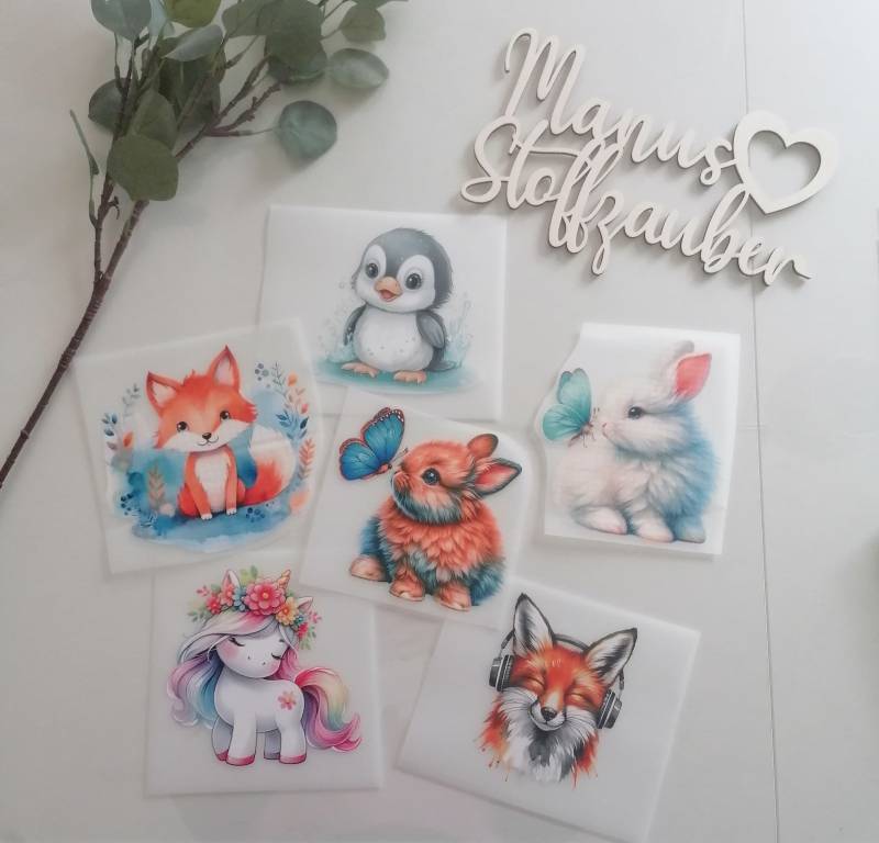 Bügelbilder Tiere Pinguin Hase Fuchs Bügelbilder Tiere Pinguin Hase Fuchs von ManusStoffzauber