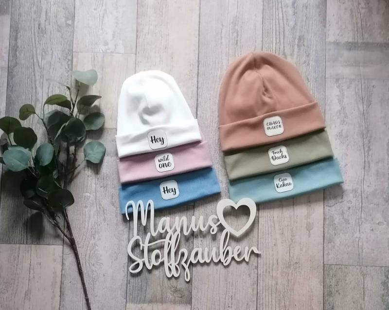Hipster Beanie Mütze Rippjersey Kind Baby von ManusStoffzauber