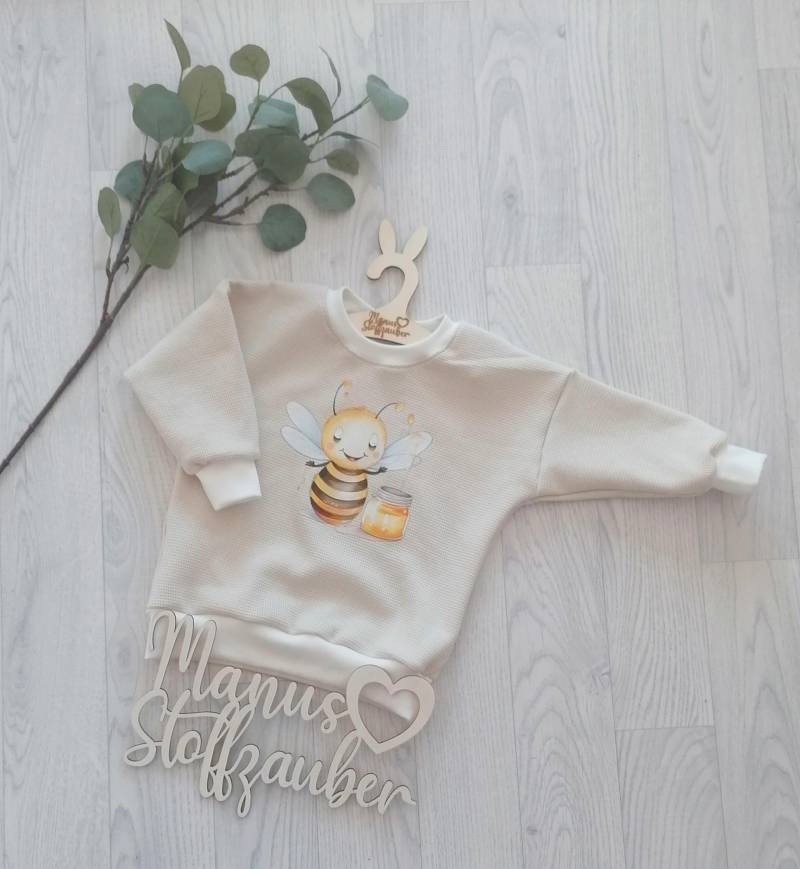 Oversize Pullover Biene Waffeljersey Sweater Pulli Langarmshirt Baby Kinder von ManusStoffzauber