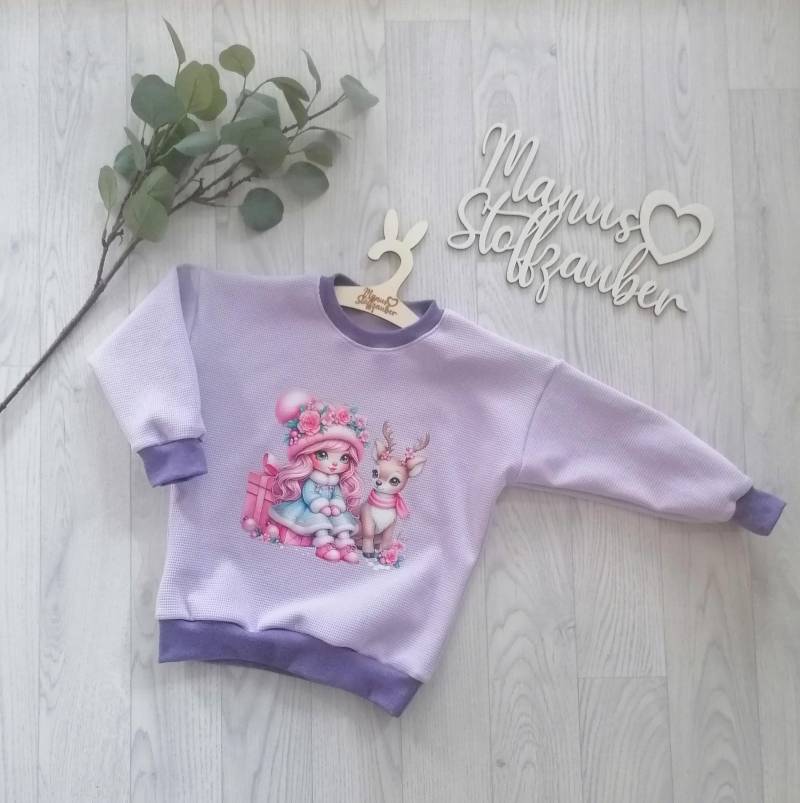 Oversize Pullover Wintermädchen Waffeljersey Sweater Pulli Langarmshirt Baby Kinder von ManusStoffzauber