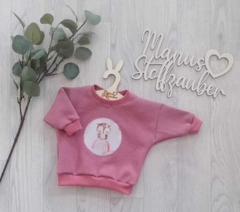 Sweater Oversize Eule Waffeljersey Pulli Langarmshirt Baby Kinder Sweater Oversize Eule Waffeljersey Pulli Langarmshirt Baby Kinder von ManusStoffzauber