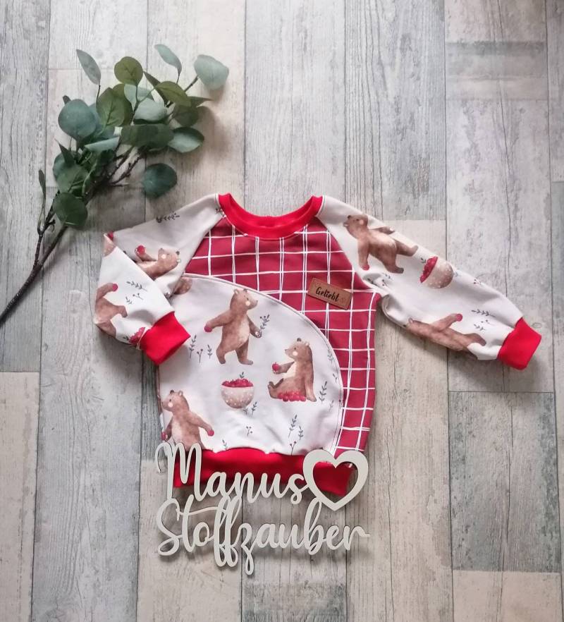 Sweater Pulli Langarmshirt Bär Äpfel von ManusStoffzauber