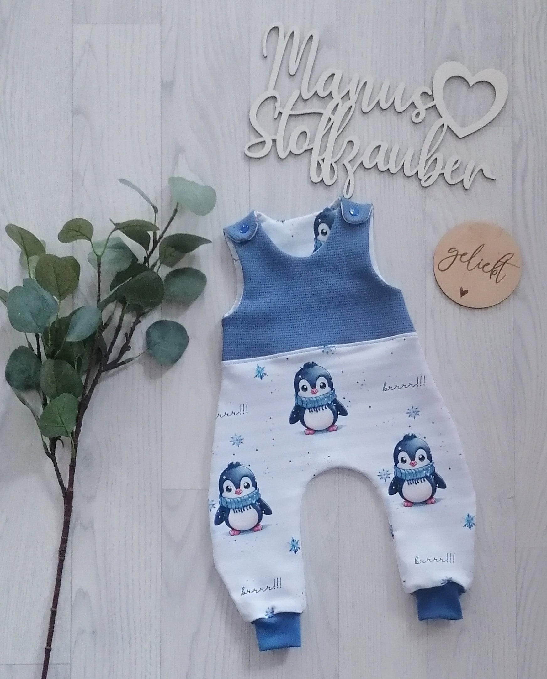 strampler Pinguin Baby Romper von ManusStoffzauber