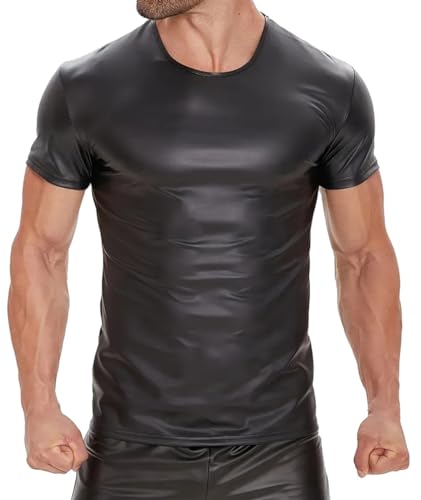 Latex ähnliches Herren Shirt 1/2 Arm - Kunstleder Shirt - Grösse L von Manview