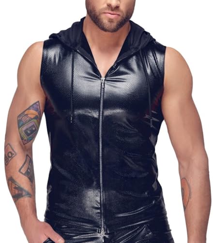 Manview Latex ähnliches Herren Oberteil - Herren Top mit Reissverschluss und Kapuze - Grösse XL von Manview