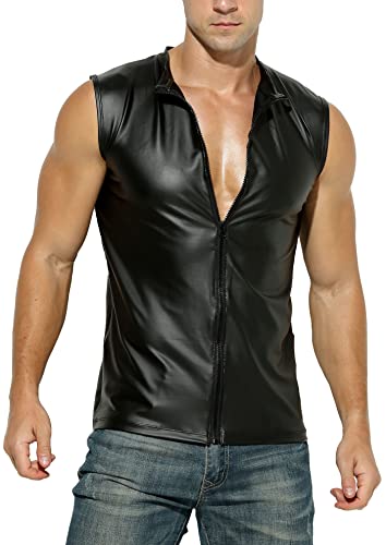 Manview Latex ähnliches Herren Top - Kunstleder Top mit Reissverschluss - Grösse L von Manview