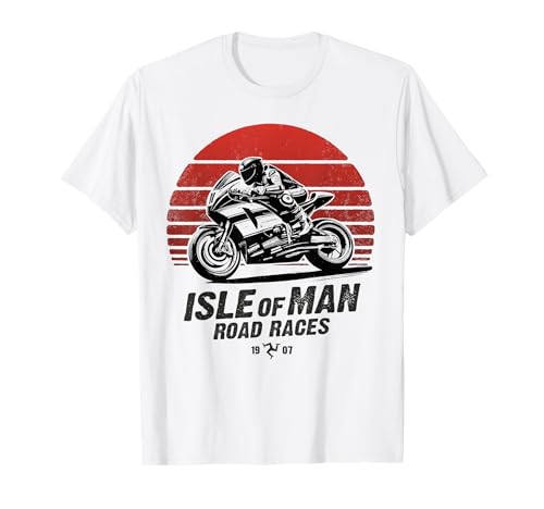 Retro Isle of Man TT Races Vintage Motorrad Race T-Shirt von Manx Motorcycle Races Retro Biker Birthday Fathers