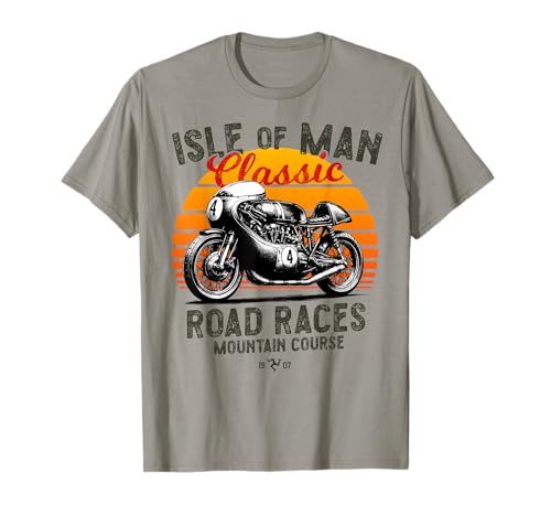 Retro Isle of Man TT Races Vintage Motorrad Race T-Shirt von Manx Motorcycle Races Retro Biker Birthday Fathers