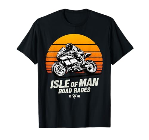 Retro Isle of Man TT Races Vintage Motorrad Race T-Shirt von Manx Motorcycle Races Retro Biker Birthday Fathers