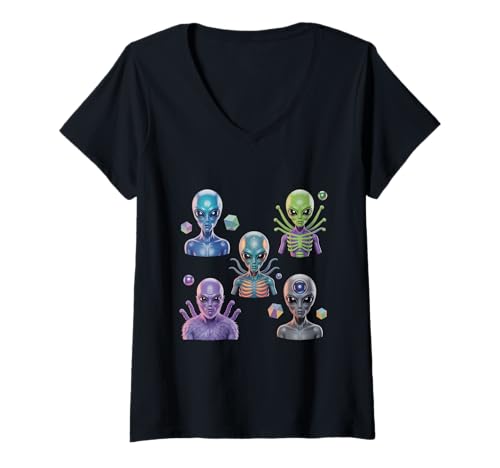 Damen 3D Aliens Grafik I Like Aliens More Than People I'm Alien T-Shirt mit V-Ausschnitt Damen 3D Aliens Grafik I Like Aliens More Than People I'm Alien T-Shirt mit V-Ausschnitt von Many Aliens Graphic Alien I Love Aliens Shirt