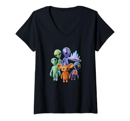 Damen 3D Aliens Grafik I Like Aliens More Than People I'm Alien T-Shirt mit V-Ausschnitt Damen 3D Aliens Grafik I Like Aliens More Than People I'm Alien T-Shirt mit V-Ausschnitt von Many Aliens Graphic Alien I Love Aliens Shirt