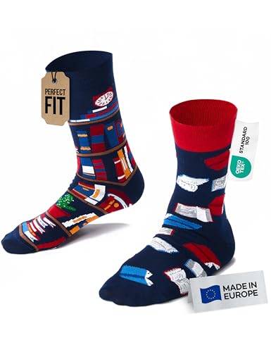 Many Mornings Bunte lustige Socken für Damen und Herren Größe 35-38 Bücher-Motiv von Many Mornings
