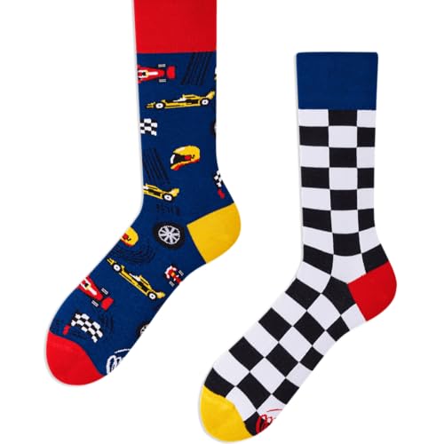 Many Mornings - Formula Racing - Rennfahrer - mismatched ungleiche Socken (43-46) von Many Mornings