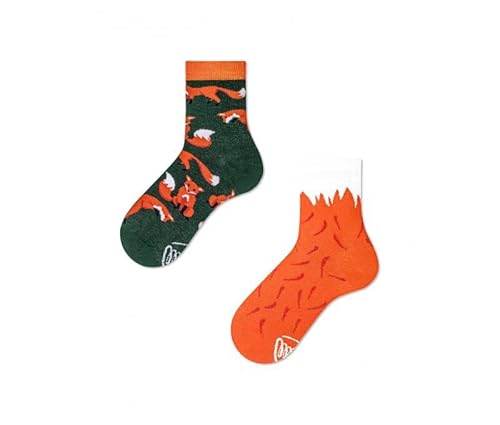 Many Mornings Lustige Fuchs Kinder Socken für Mädchen und Jungen, The Red Fox Mismatched Socken, 31-34 von Many Mornings