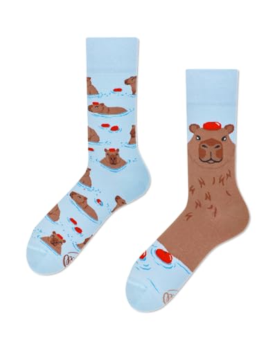 Many Mornings - Mismatched Socken - Capybara/Wasserschwein (DE/NL/SE/PL, Numerisch, 35, 38, Regular, Regular) von Many Mornings