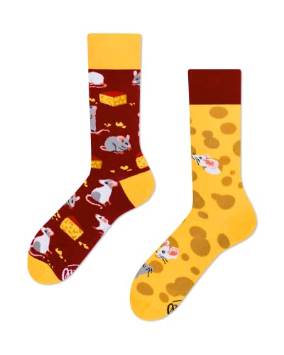 Many Mornings Unisex Mouse & Cheese Mismatched Socken, Multi-Color, 43-46 von Many Mornings