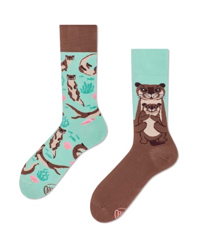 Many Mornings Unisex Otter Stories Mismatched Socken, Multicolor, 35-38 von Many Mornings