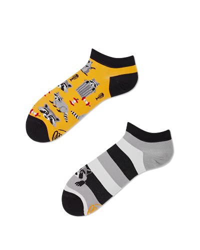 Many Mornings - Raccoon Bandit Low - Mismatched Sneaker Socken - Waschbär (35-38) von Many Mornings