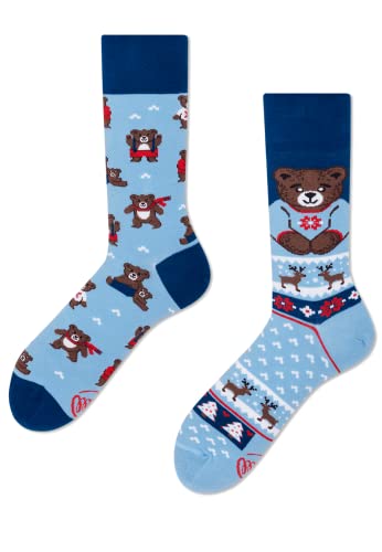 Many Mornings Ungleiche lustige warme Socken Teddy-Bär Größe 39-42 für Damen und Herren Lustige Baumwollsocken von Many Mornings