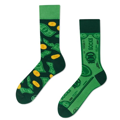 Many Mornings Ungleiche lustige Socken mit Dollarzeichen Größe 39-42 Lustige Geschenkidee Design The Dollar von Many Mornings