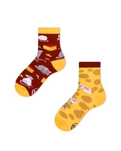 Many Mornings Unisex Kids Mouse & Cheese Mismatched Socken, Multi-Color, 23-26 von Many Mornings