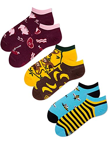 Many Mornings Unisex Sneaker Schweine Affen Bienen - 3 Paar Socken - 35-38 von Many Mornings