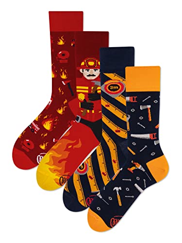 Many Mornings Unisex Socken Feuerwehr Handwerker Berufe Feuer löschen - 2er Pack - 35-38 von Many Mornings